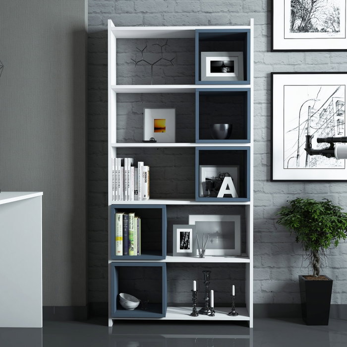 Hanah Home Estantería Blanco y Azul